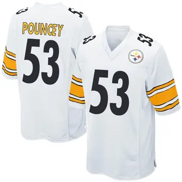 TSE Shop Maurkice Pouncey Signed Custom Pro-Style White Away Jersey with 9x PB (Damaged)