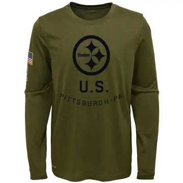 Blank Pittsburgh Steelers Youth Legend Olive Salute to Service Sideline Long  Sleeve T-Shirt